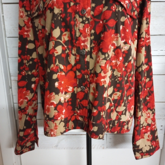 BAXTER & WELLS Womens Multicolor Floral Button Front Stretch Shacket XL Jacket - Picture 3 of 12